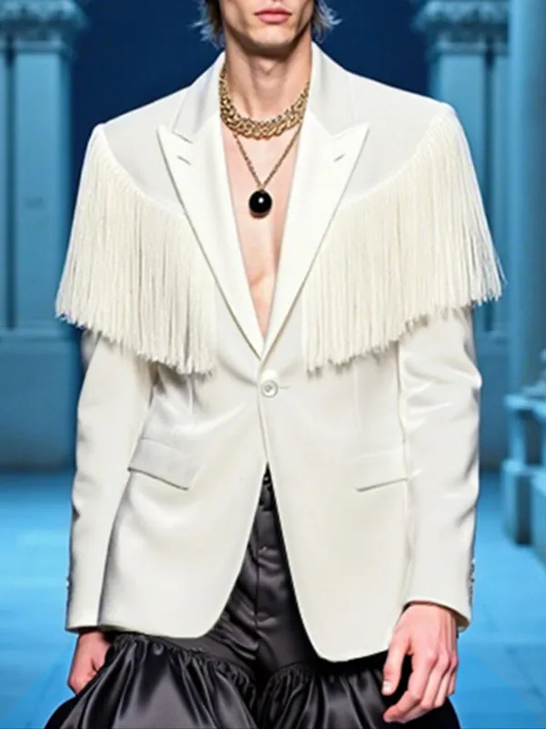 Men's Fringe Patchwork Casual Long Sleeve Blazer SKUL28162 sold by Incerunmen