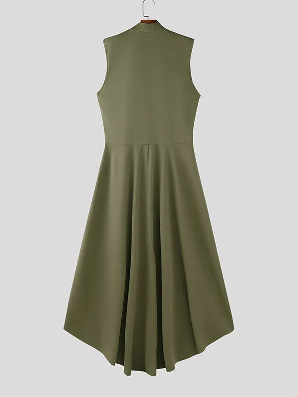 Mens Solid Color Ruffled Long Hem Sleeveless Waistcoat SKUL23716 sold by Incerunmen product image thumbnail 5