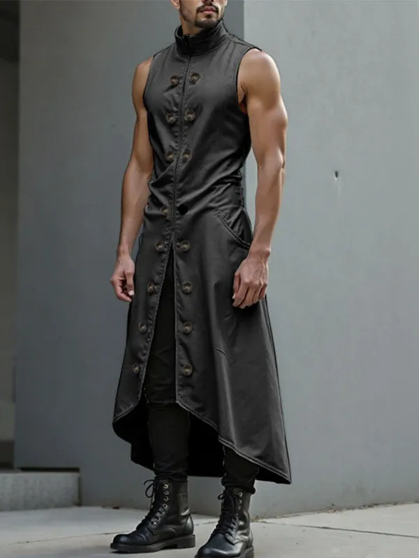 Mens Double-Breasted Long Hem Sleeveless Cardigan SKUL23512 sold by Incerunmen