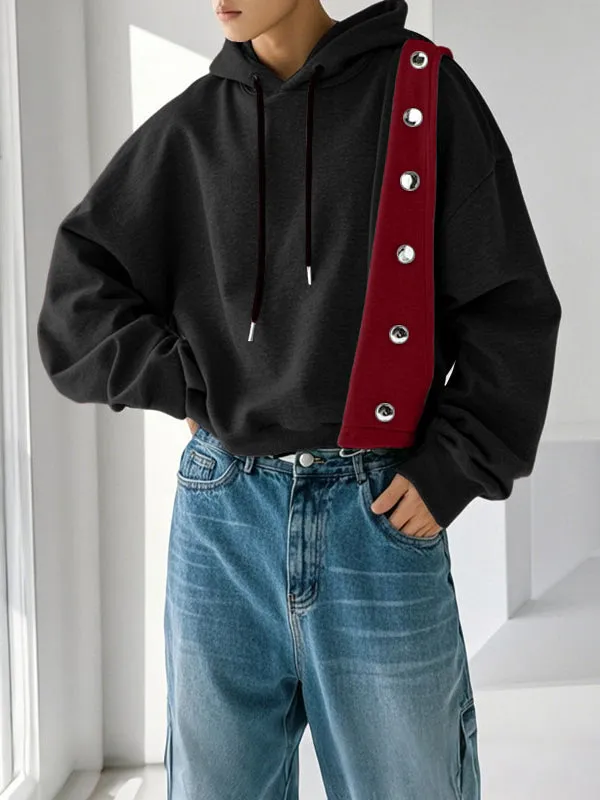 Men's Contrast Color Patchwork Button Long Sleeve Hoodie SKUL35244 made by Incerunmen