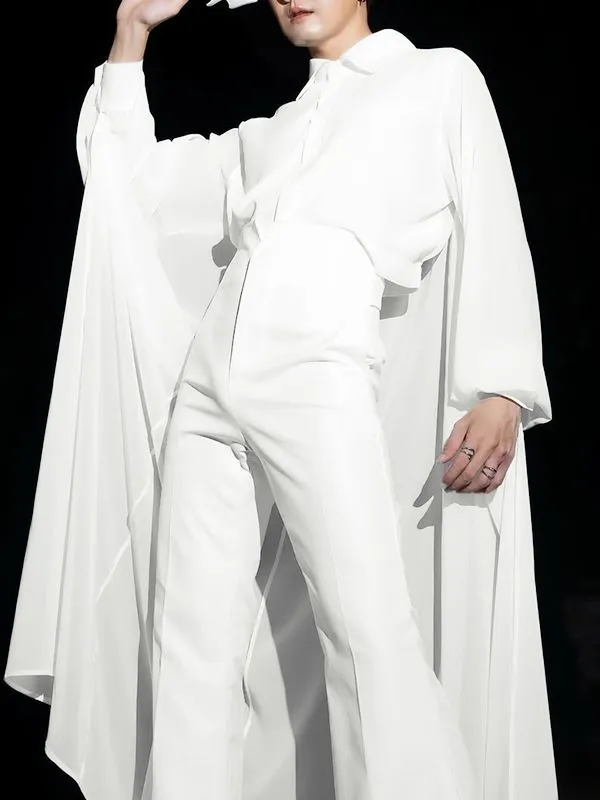 Men's Cape Patchwork Panel Semi Sheer Long Sleeve Shirt SKUL45327 sold by Incerunmen