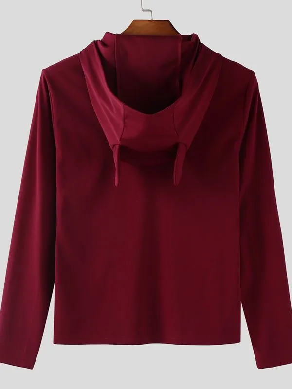 Men's Deconstructed Bat Ear Long Sleeve Zipper T-shirt SKUL35256 sold by Incerunmen product image thumbnail 5