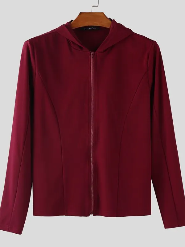 Men's Deconstructed Bat Ear Long Sleeve Zipper T-shirt SKUL35256 sold by Incerunmen product image thumbnail 4