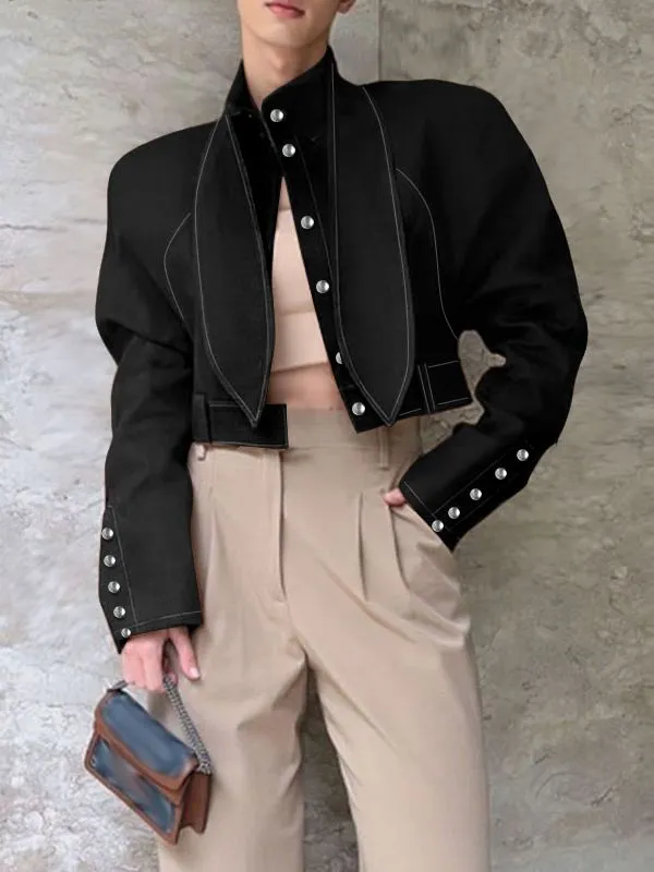 Men's Deconstructed Contrast Stitch Long Sleeve Jacket SKUL32849 sold by Incerunmen