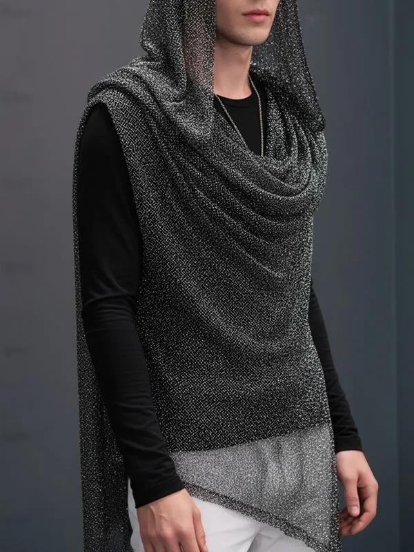 Men's Shimmer Sheer Cowl Neck Tank SKUL40328 sold by Incerunmen