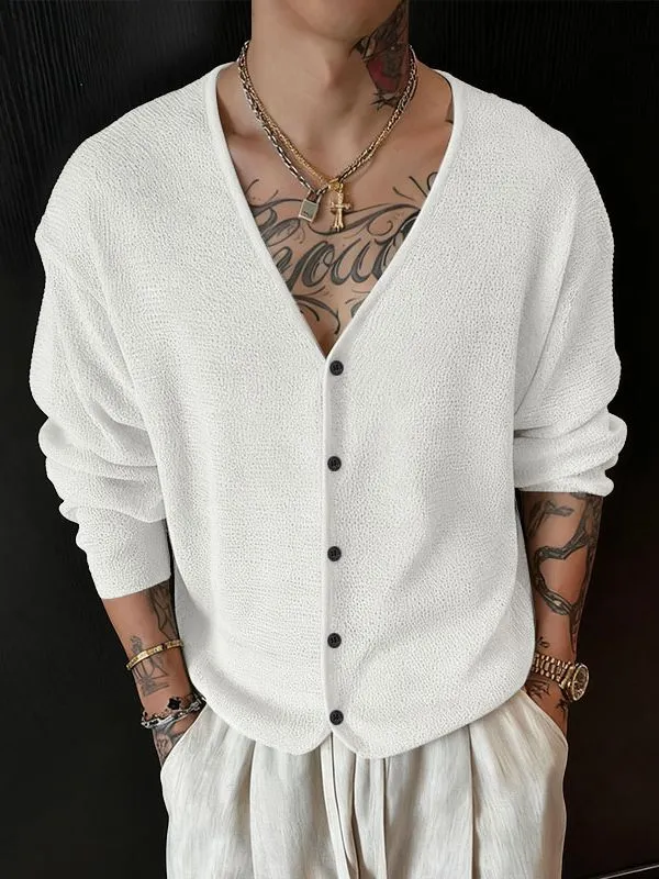 Men's Solid Color Sheer Casual Long Sleeve Cardigan SKUL39017 sold by Incerunmen