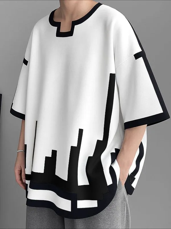 Men's Contrast Color Mosaic Print Short Sleeve T-shirt SKUL37593 sold by Incerunmen