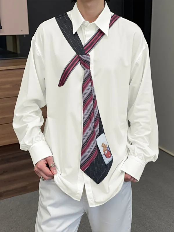 Men's Tie Print Long Sleeve Shirt SKUL32765 sold by Incerunmen