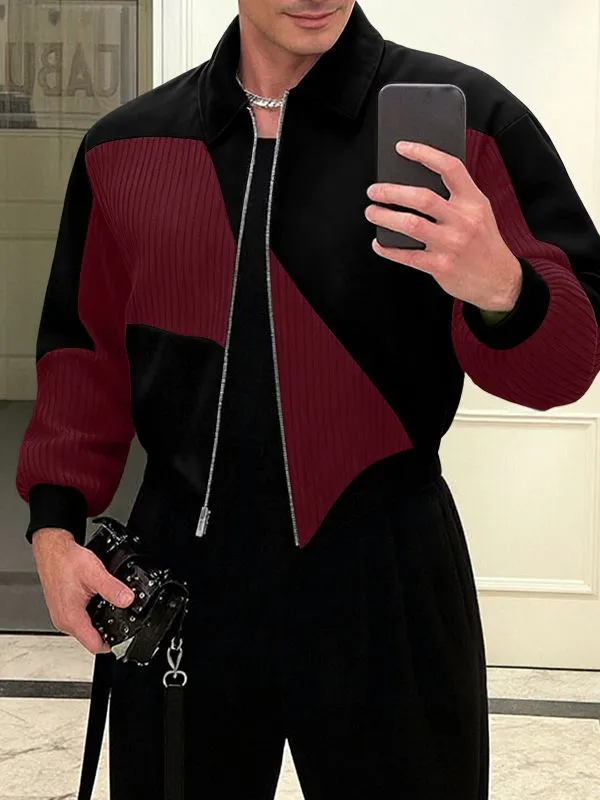 Men's Contrast Color Textured Long Sleeve Jacket SKUL44402 sold by Incerunmen