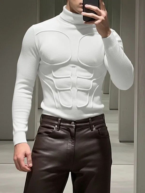 Men's Muscle Outline Print Contrast Color Long Sleeve T-shirt SKUL37697 sold by Incerunmen