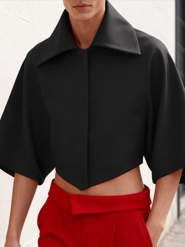 Men's Solid Color Wide Cuff Cropped Casual Shirt SKUL45372 sold by Incerunmen