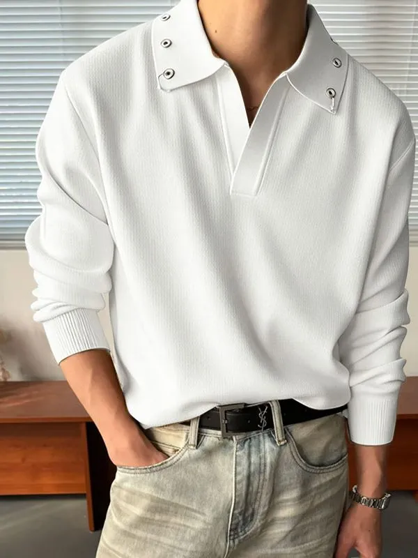 Men's Solid Color Textured Metal Eyelet Long Sleeve Shirt SKUL43971 sold by Incerunmen