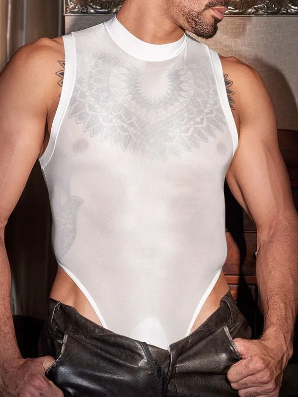 Men's Solid Color Sheer Bodysuit SKUL42441 made by Incerunmen