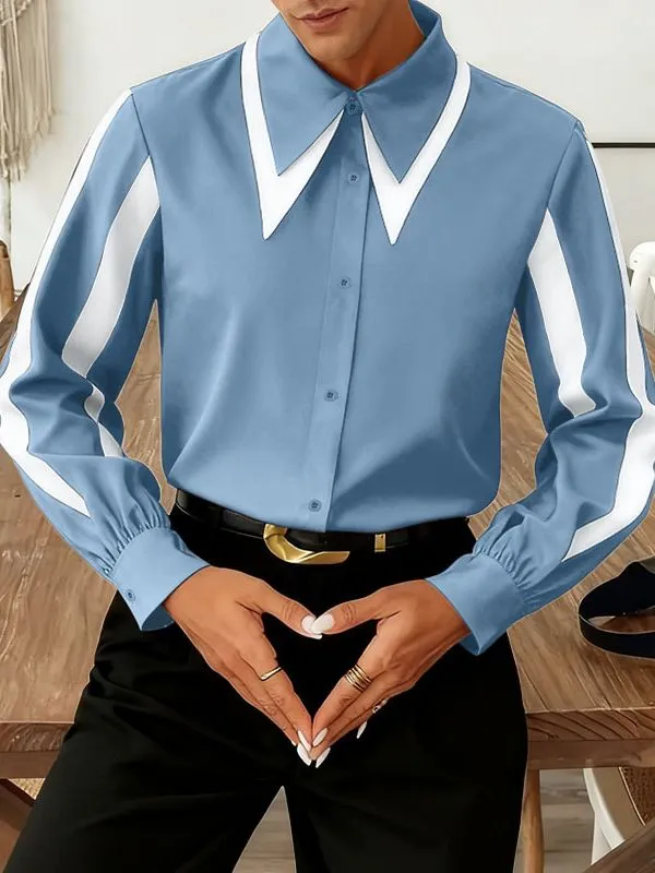 Men's Contrast Color Casual Long Sleeve Shirt SKUL46098 sold by Incerunmen product image thumbnail 2