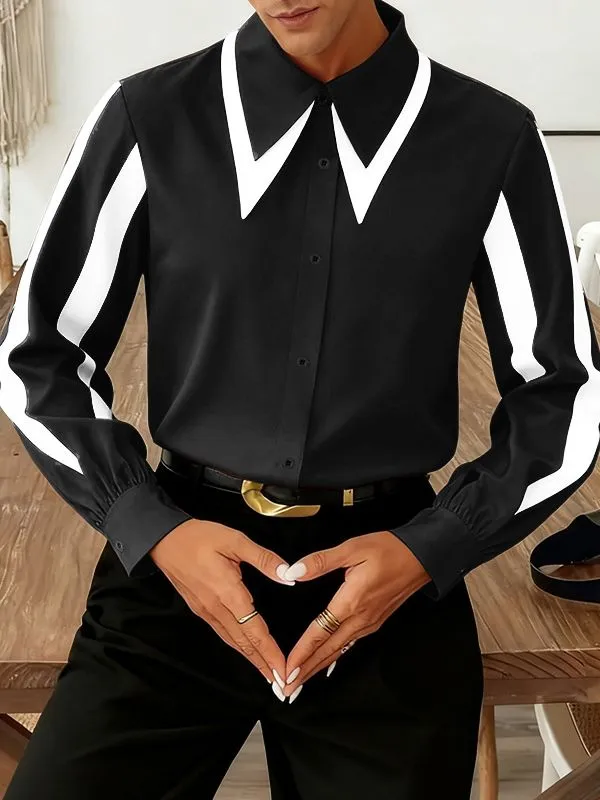 Men's Contrast Color Casual Long Sleeve Shirt SKUL46098 sold by Incerunmen