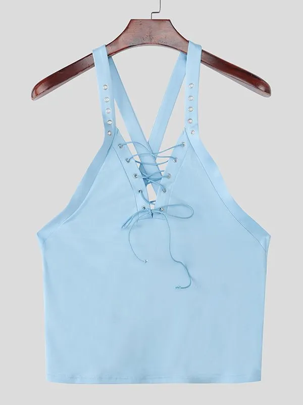 Men's Lace Up Eyelet Patchwork Tank SKUL42412 sold by Incerunmen product image thumbnail 4