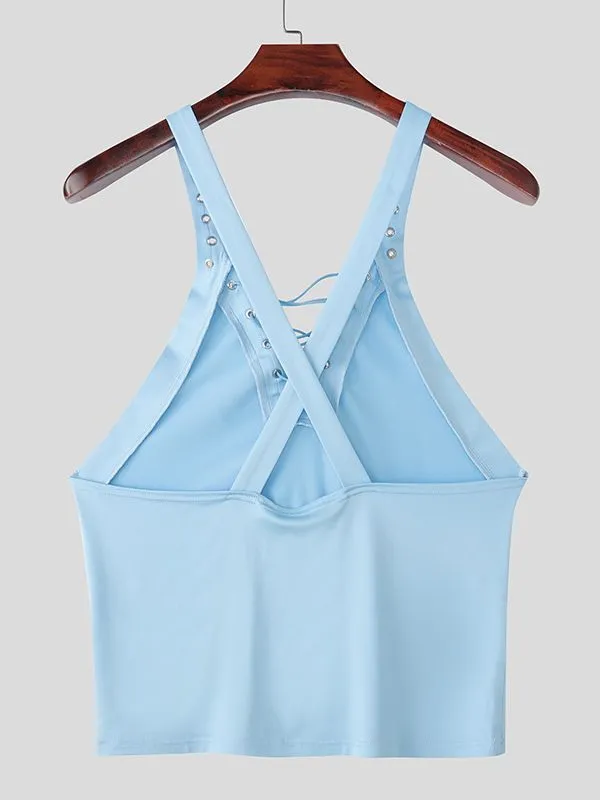 Men's Lace Up Eyelet Patchwork Tank SKUL42412 sold by Incerunmen product image thumbnail 5