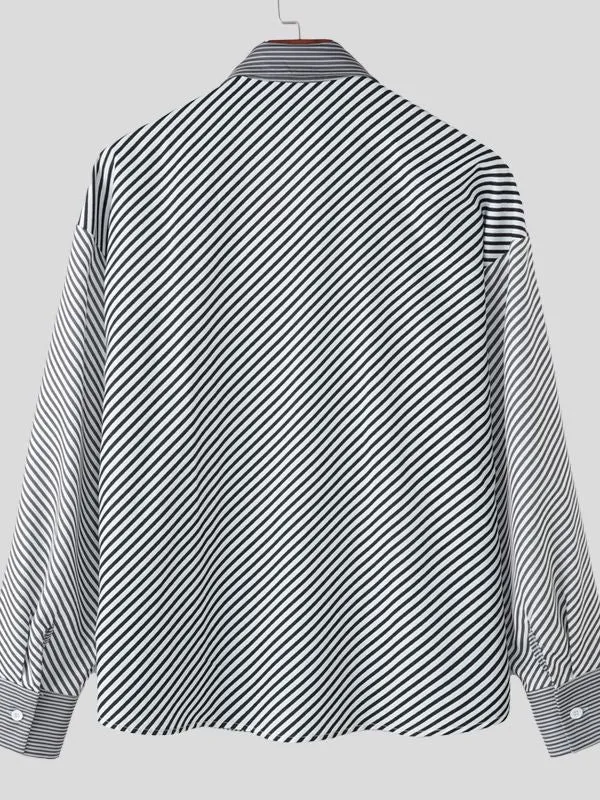 Men's Stripe Tie Patchwork Long Sleeve Shirt SKUL30561 sold by Incerunmen product image thumbnail 5