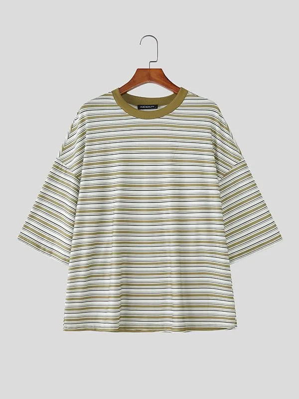 Men's Striped Contrast Color Short Sleeve T-shirt SKUL46065 sold by Incerunmen product image thumbnail 4