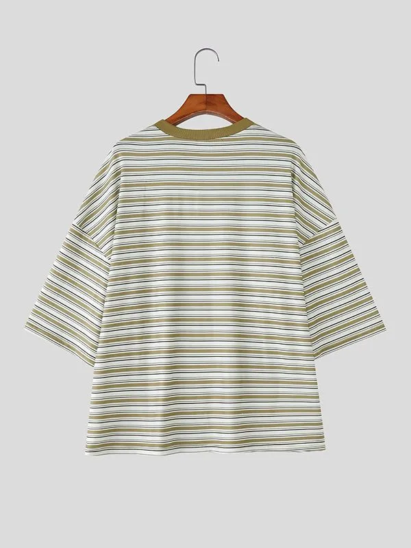 Men's Striped Contrast Color Short Sleeve T-shirt SKUL46065 sold by Incerunmen product image thumbnail 5