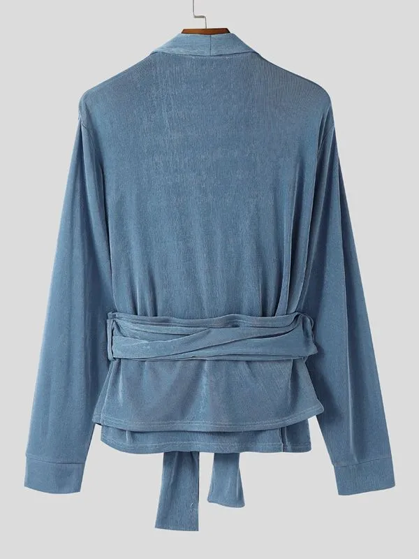 Men's Asymmetrical Placket Lace Up Cinched Waist Long Sleeve Shirt SKUL44020 sold by Incerunmen product image thumbnail 5