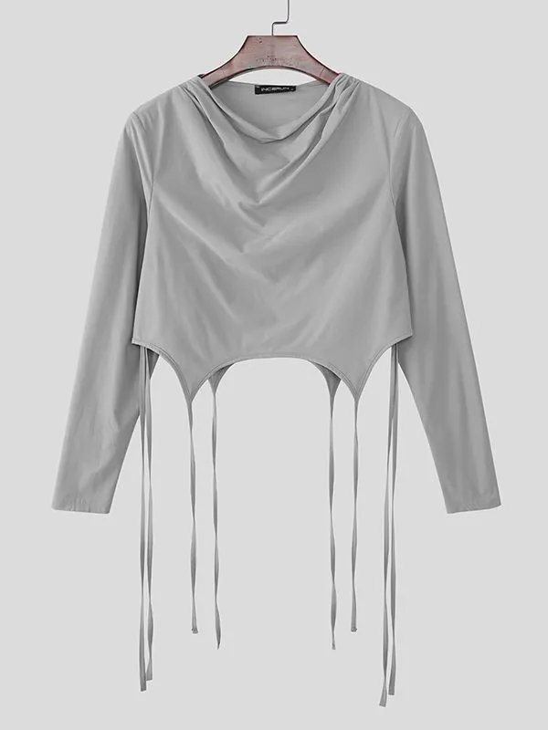 Men's Cutout Cropped Cowl Neck Long Sleeve T-shirt SKUL47776 sold by Incerunmen product image thumbnail 4