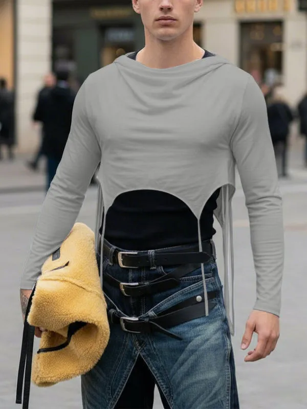 Men's Cutout Cropped Cowl Neck Long Sleeve T-shirt SKUL47776 sold by Incerunmen product image thumbnail 3