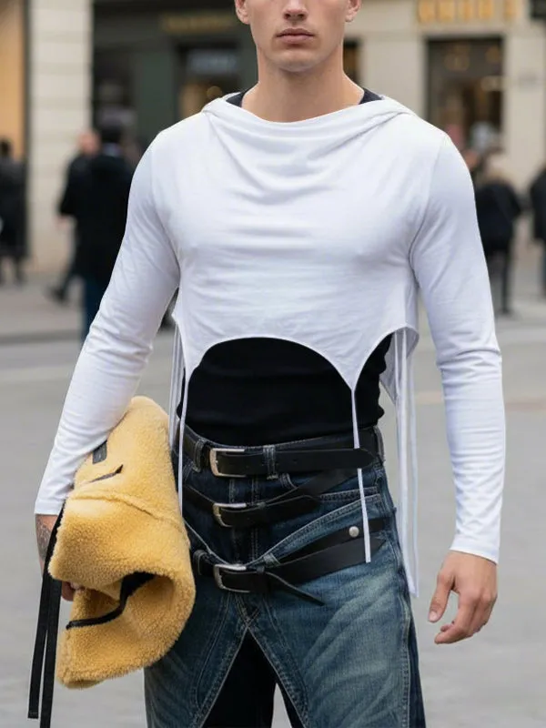 Men's Cutout Cropped Cowl Neck Long Sleeve T-shirt SKUL47776 sold by Incerunmen product image thumbnail 2