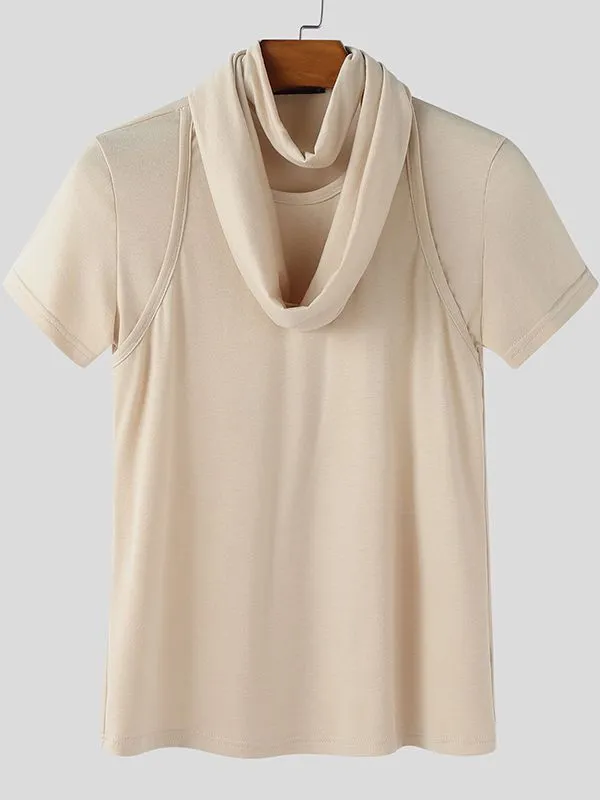 Men's Solid Color Knit Neck Warmer Short Sleeve T-shirt SKUL45176 sold by Incerunmen product image thumbnail 4