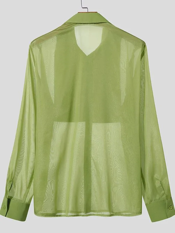 Men's Sheer Mesh Patchwork Long Sleeve Shirt SKUL47611 sold by Incerunmen product image thumbnail 5