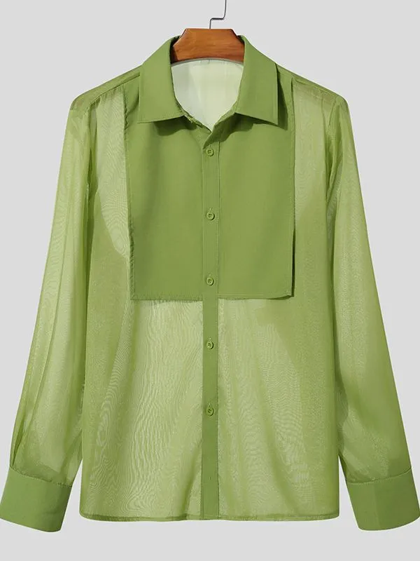 Men's Sheer Mesh Patchwork Long Sleeve Shirt SKUL47611 sold by Incerunmen product image thumbnail 4