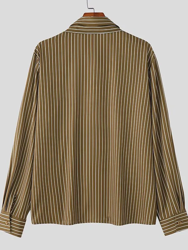 Men's Stripe Ribbon Long Sleeve Shirt SKUL47905 sold by Incerunmen product image thumbnail 5