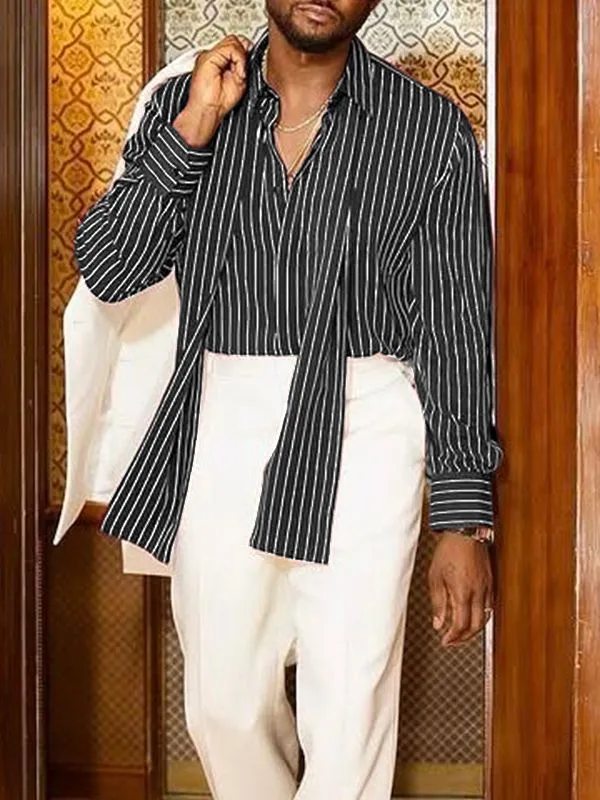 Men's Stripe Ribbon Long Sleeve Shirt SKUL47905 sold by Incerunmen product image thumbnail 2