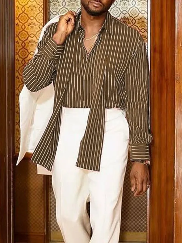 Men's Stripe Ribbon Long Sleeve Shirt SKUL47905 sold by Incerunmen product image thumbnail 3