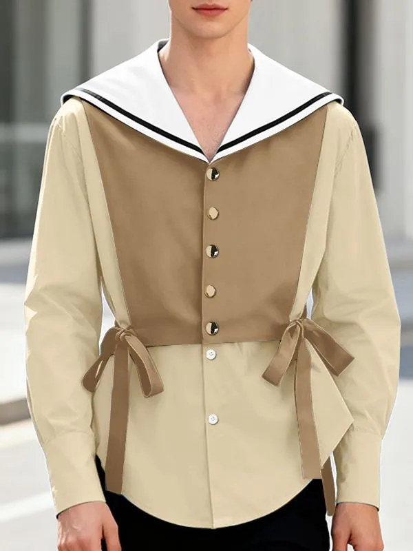 Men's Contrast Color Sailor Collar Long Sleeve Shirt SKUL46106 sold by Incerunmen product image thumbnail 2