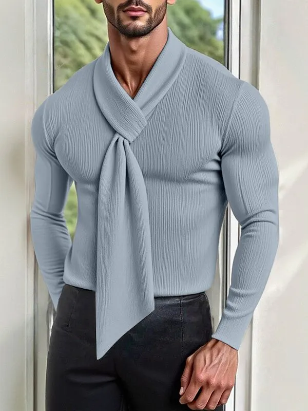 Men's Solid Color Deconstructed Textured Long Sleeve T-shirt SKUL28402 sold by Incerunmen