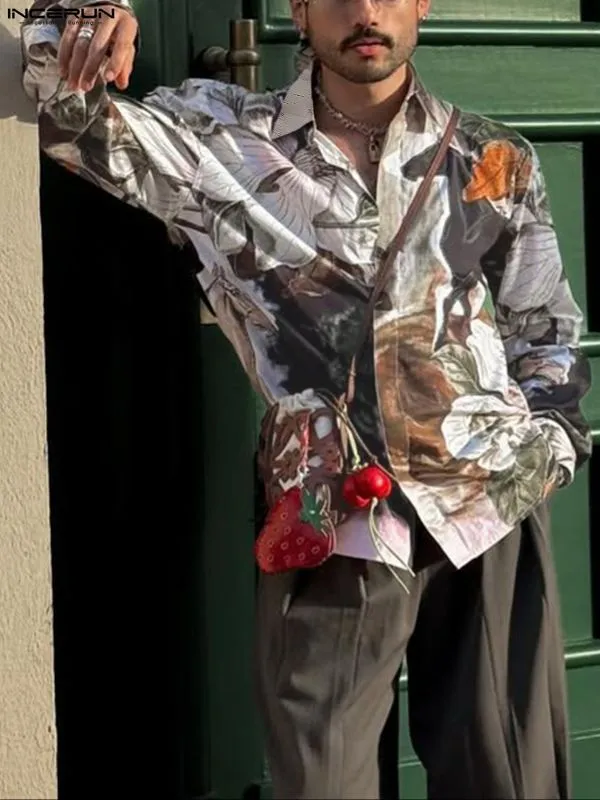 Men's Floral Print Long Sleeve Shirt SKUL47583 sold by Incerunmen