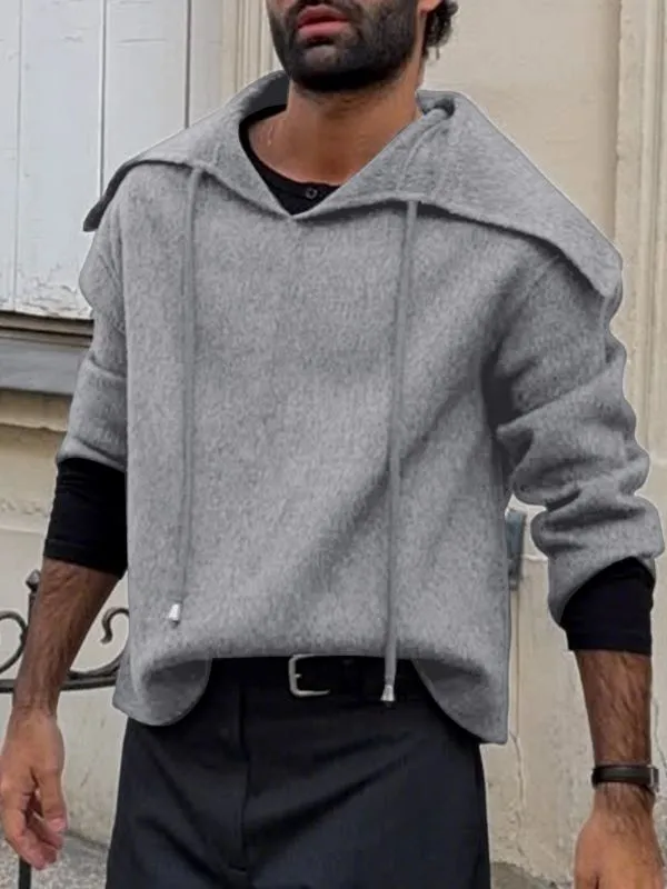 Men's Solid Color Sailor Collar Pullover Long Sleeve Hoodie SKUL47683 sold by Incerunmen