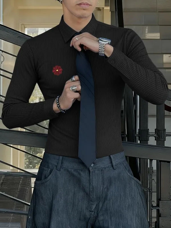 Men's Floral Decor Textured Long Sleeve Shirt SKUL45407 sold by Incerunmen