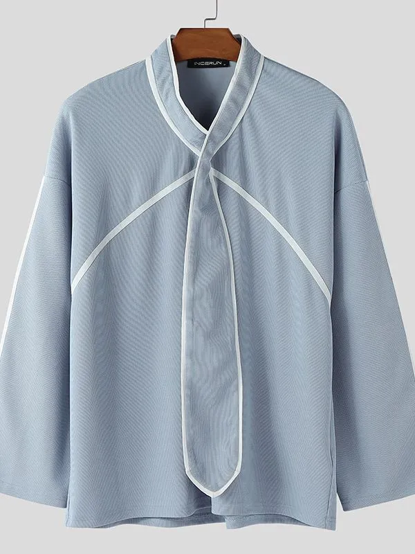 Men's Contrast Color Line Flared Sleeve Shirt SKUL46206 sold by Incerunmen product image thumbnail 4