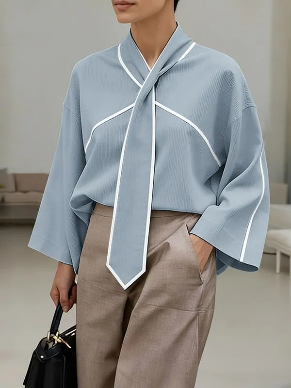 Men's Contrast Color Line Flared Sleeve Shirt SKUL46206 sold by Incerunmen