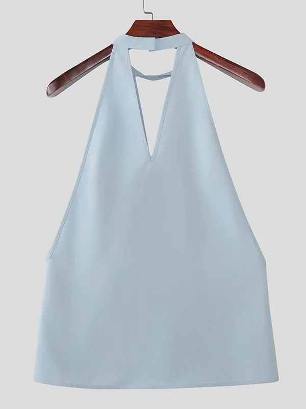 Men's Solid Color Halter Casual Sleeveless Shirt SKUL46164 sold by Incerunmen product image thumbnail 5