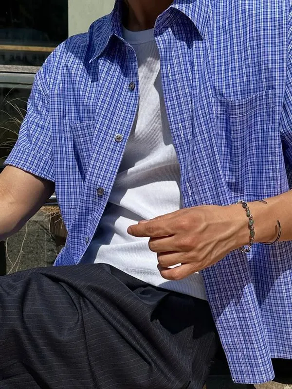 Men's Casual Plaid Short Sleeve Shirt SKUL50079 sold by Incerunmen