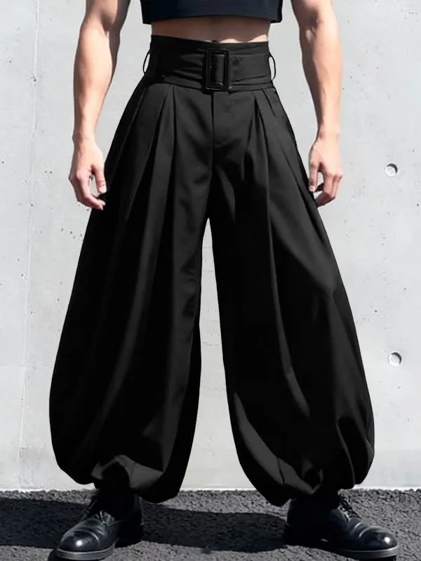 Men's Solid Color Oversized High Waist Pant SKUL50080 made by Incerunmen