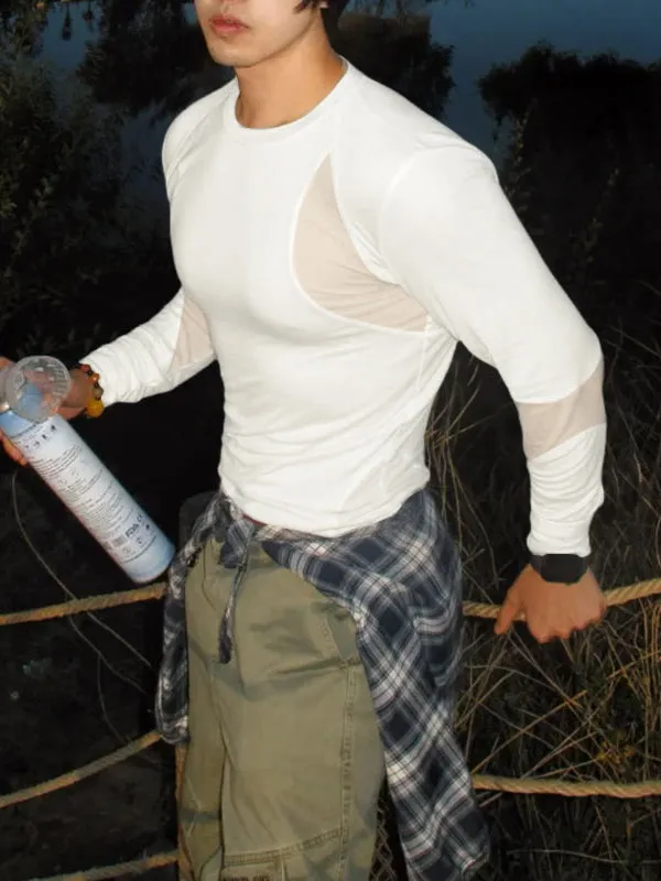 Men's Sheer Mesh Patchwork Long Sleeve T-shirt SKUL46211 sold by Incerunmen product image thumbnail 4