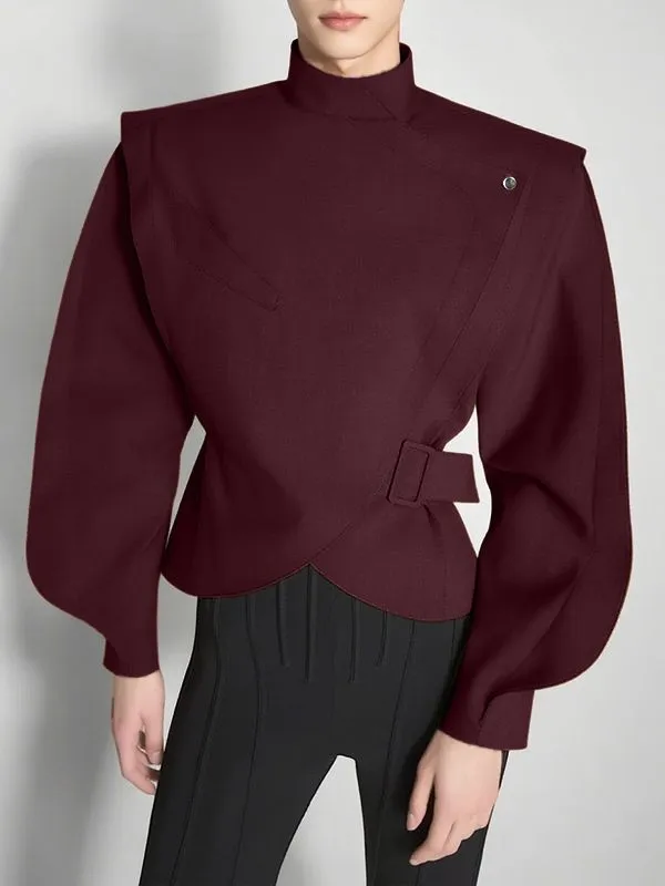 Men's Deconstructed Adjustable Buckle Waist Long Sleeve Jacket SKUL35242 sold by Incerunmen