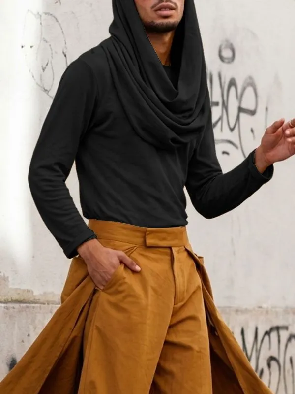 Men's Deconstructed Hooded Pocket Long Sleeve T-shirt SKUL51255 sold by Incerunmen