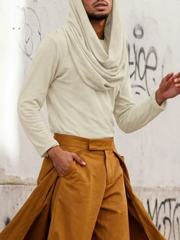 Men's Deconstructed Hooded Pocket Long Sleeve T-shirt SKUL51255 sold by Incerunmen product image thumbnail 2