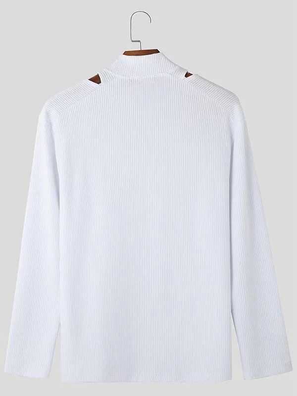 Mens Hollow Zipper Long Sleeve T-Shirt SKUK96900 sold by Incerunmen product image thumbnail 5