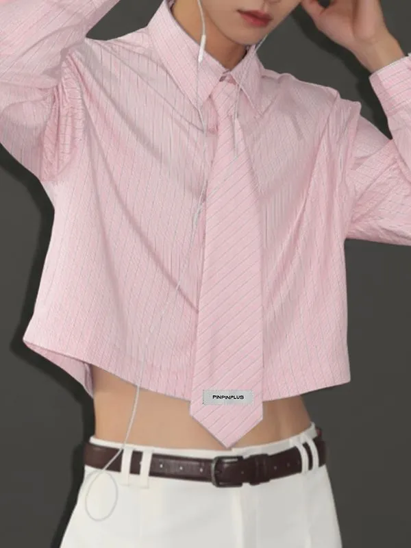 Men's Striped Tie Cropped Long Sleeve Shirt SKUL47902 sold by Incerunmen product image thumbnail 3